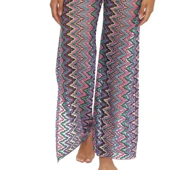Becca Rebecca Virtue Sundown Pants Swim Cover Up Pant Striped Knit Open Large - Picture 4 of 10